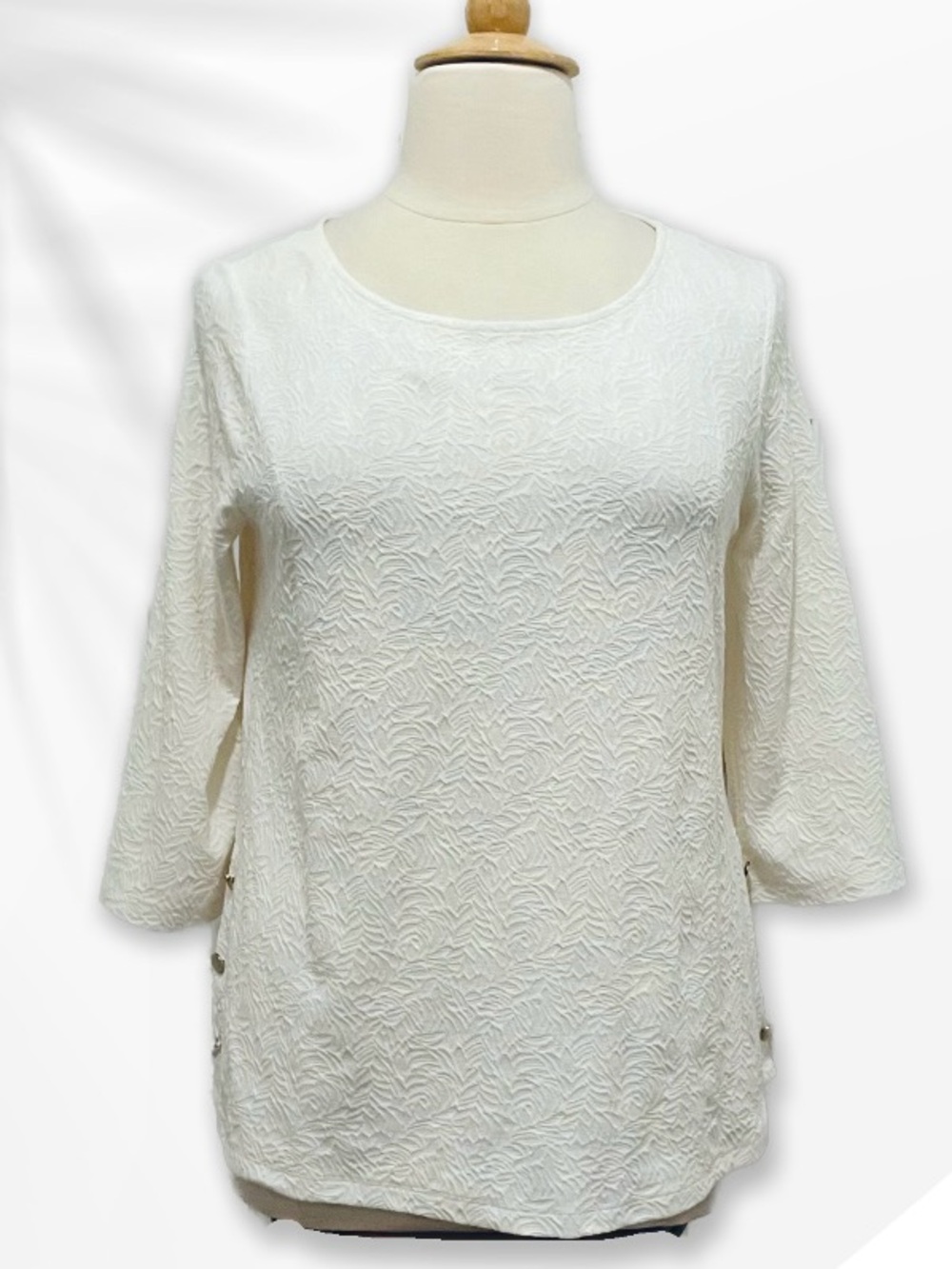 Dana Buchman Cream Textured Top sz L